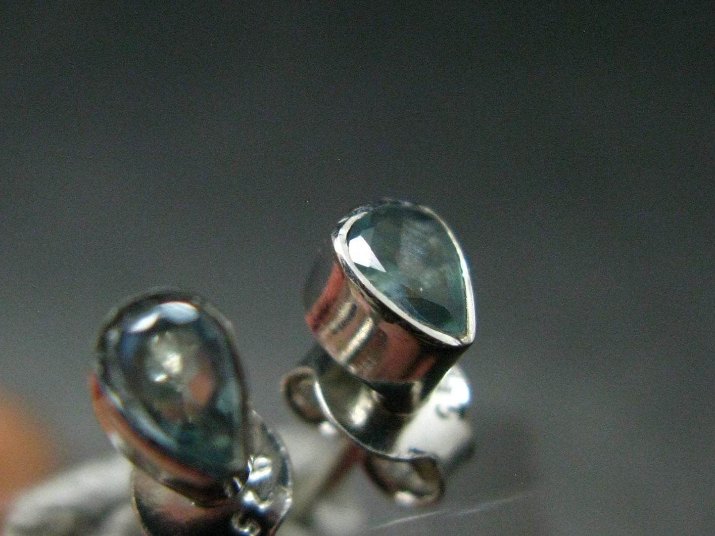 Alexandrite Gem Silver Stud Earrings From Russia - 0.88 Grams