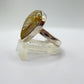 Golden Rutilated Quartz Ring – Pear Shape Rutile Crystal Statement Ring - Size 9