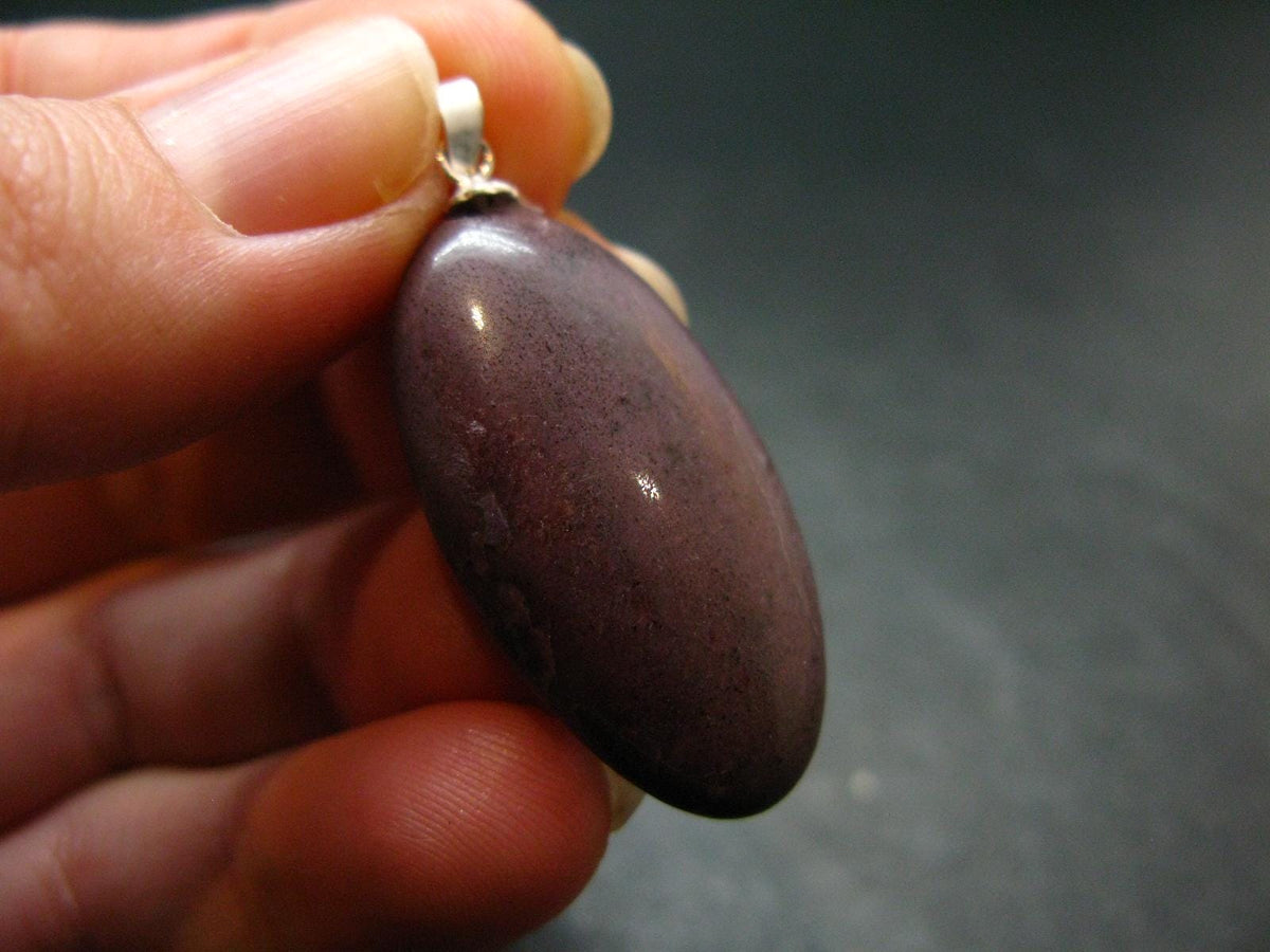 Purple Jade Silver Plated Pendant From Turkey - 1.5" - 4.93 Grams