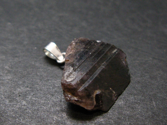 Rare Axinite Crystal Silver Pendant From Russia - 0.8" - 2.37 Grams