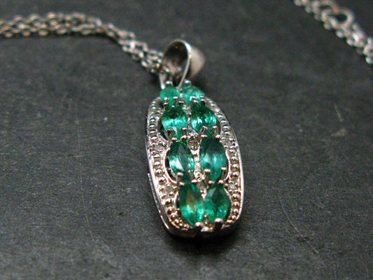 Emerald Silver Pendant W/Chain From Colombia - 3.68 Grams Total
