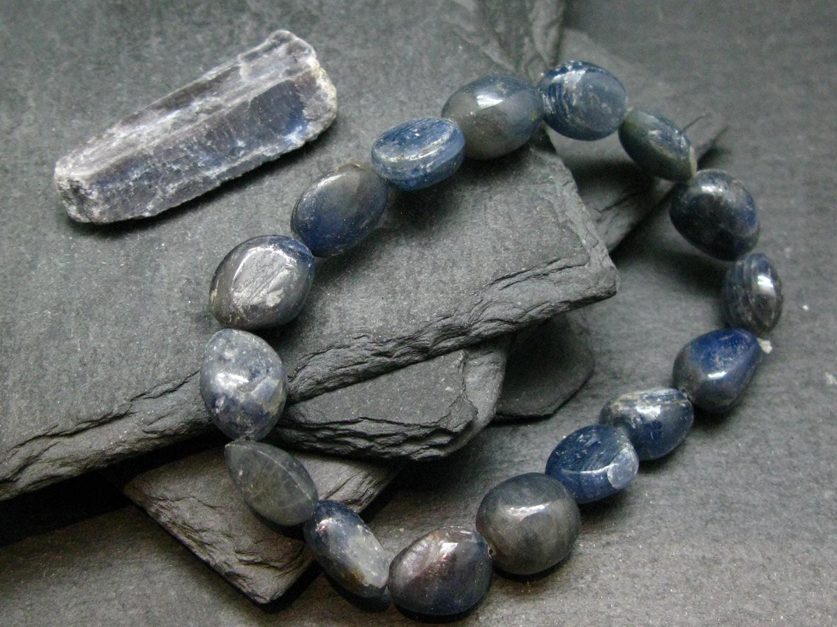 Blue Color Sapphire Genuine Bracelet ~ 7 Inches ~ 12mm Tumbled Beads