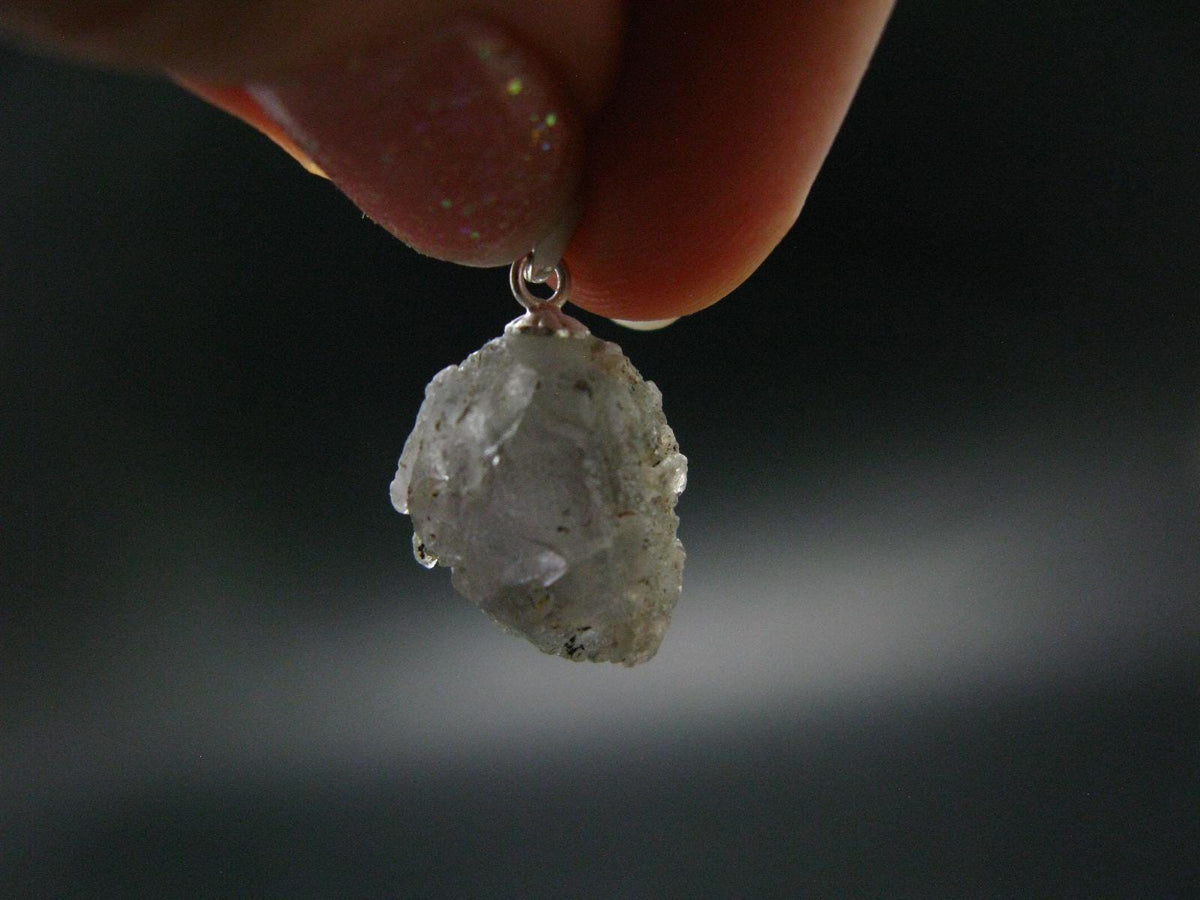 Gray Herderite Silver Pendant from Africa - 0.8" - 2.46 Grams