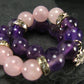Rose Quartz & Amethyst Genuine Bracelet ~ 7 Inches ~ 8mm Round Beads