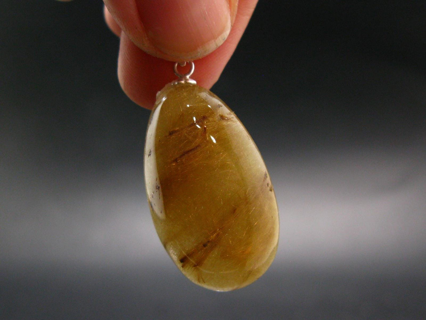 Rutilated Quartz Silver Pendant From Brazil - 1.4"