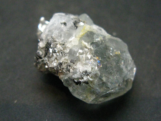 Aquamarine Crystal Silver Pendant From China - 1.2" - 5.58 Grams