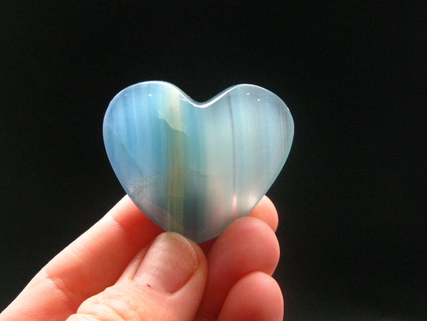 Nice Lemurian Aquatine Blue Calcite Heart From Argentina - 1.3" - 25.51 Grams