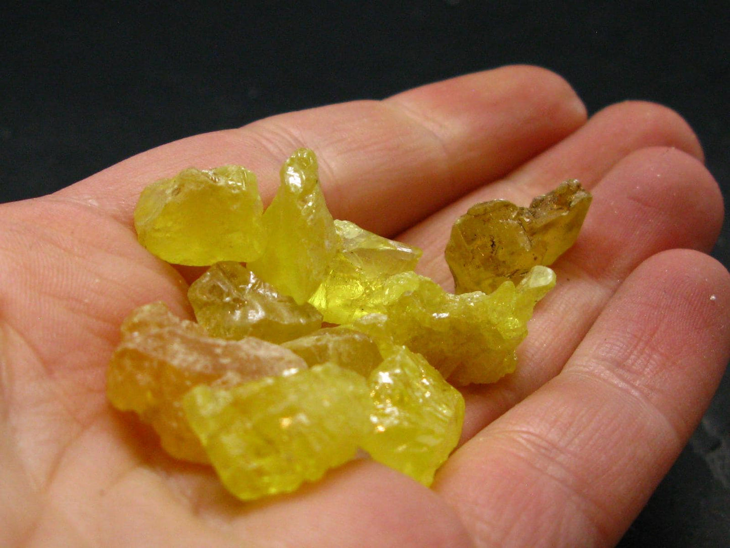 Lot Of 10 Large Yellow Sulphur Sulfur Crystals From Italy - 10.56 Grams