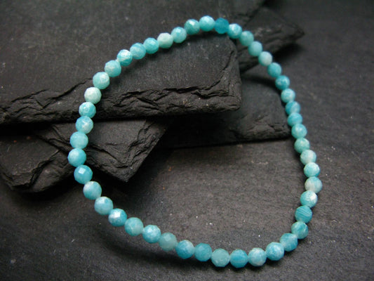 Amazonite Genuine Bracelet ~ 7 Inches ~ 4mm Facetted Beads