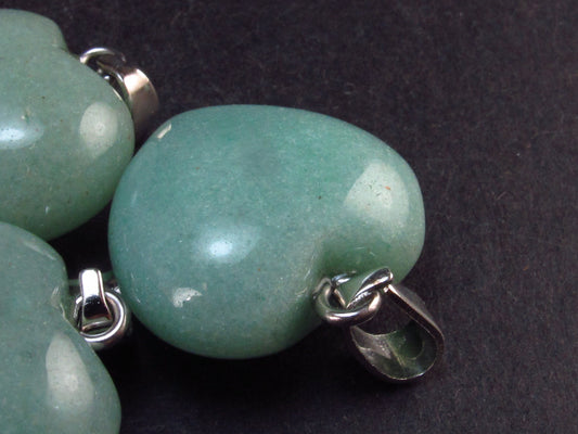 Lot of 3 Natural Green Aventurine Puffed Heart Pendant From India