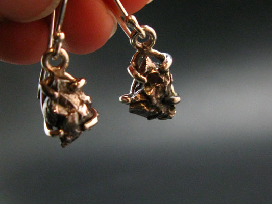 Raw Campo Del Cielo Meteorite Earrings In Silver From Argentina - 6.96 Grams