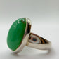 Chrysoprase Oval Ring – Natural Green Chalcedony Sterling Silver Statement Jewelry - Size 8.5