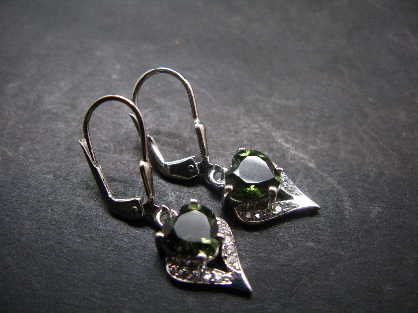 Moldavite Tektite Silver Earrings from Czech Republic - 3.47 Grams