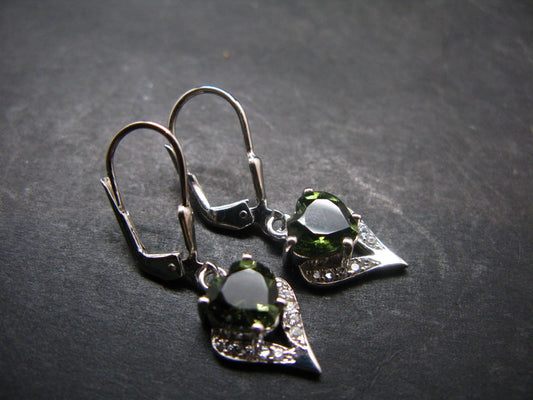 Moldavite Tektite Silver Earrings from Czech Republic - 3.47 Grams