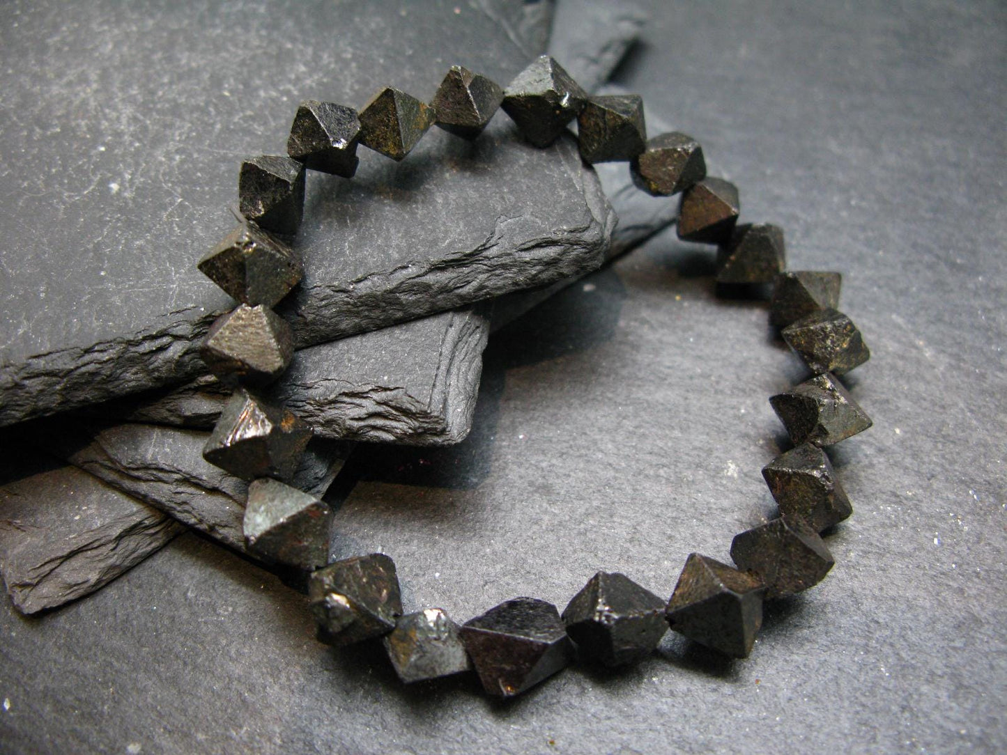 Magnetite Crystals Genuine Bracelet ~ 7 Inches ~ 10mm Crystal Beads