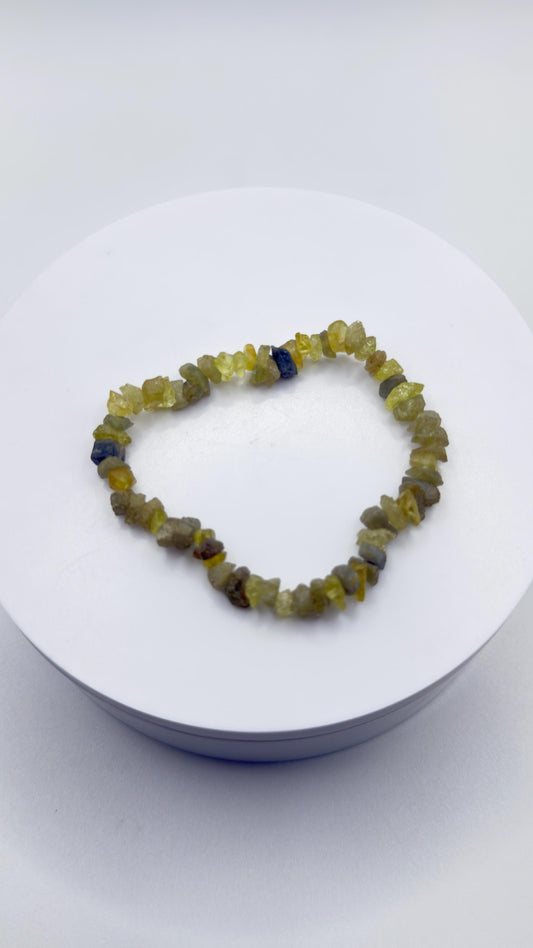 Natural Chrysoberyl Chip Bracelet, Raw Crystal Gemstone Stretch Jewelry