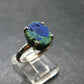 Natural Raw Deep Blue Azurite with Green Malachite Silver Ring From Mexico - Size 8 - 3.32 Grams