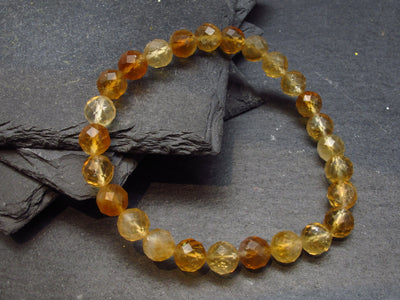 Citrine Genuine Bracelet ~ 7 Inches ~ 8mm Facetted Beads