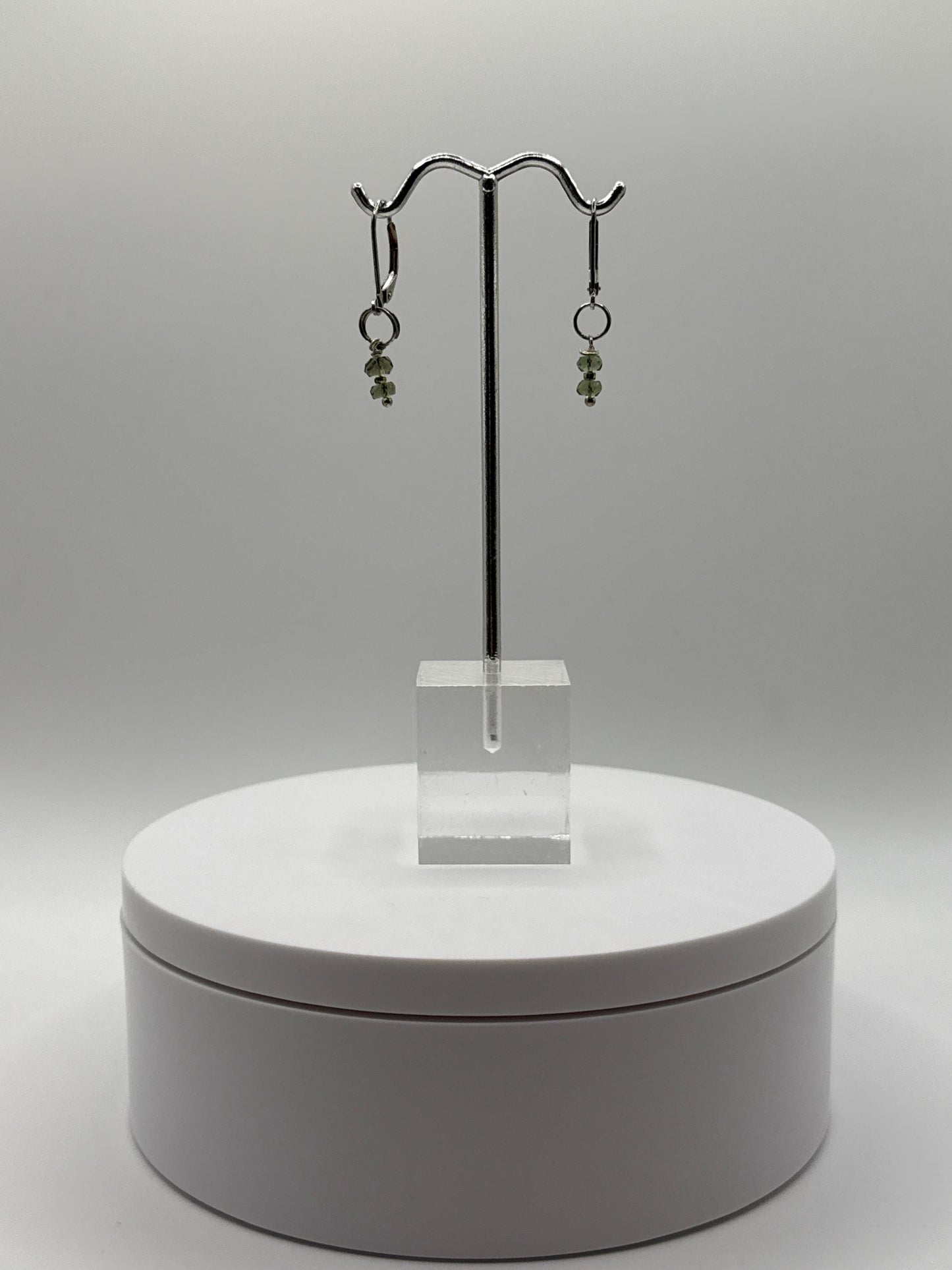 Sterling Silver Moldavite Drop Earrings - Weight 4.20 Grams
