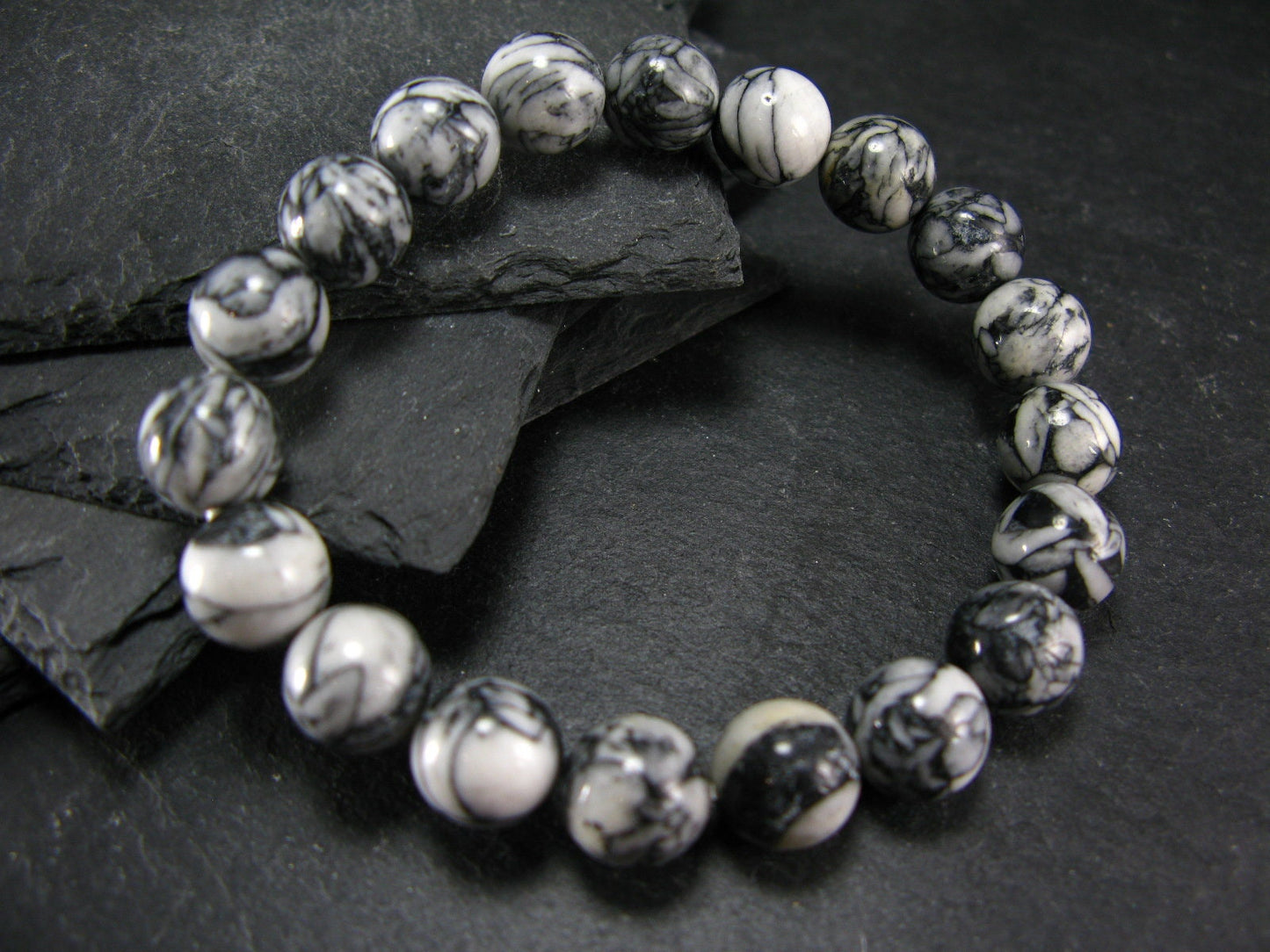 Pinolite Pinolith Genuine Bracelet ~ 7 Inches ~ 10mm Round Beads