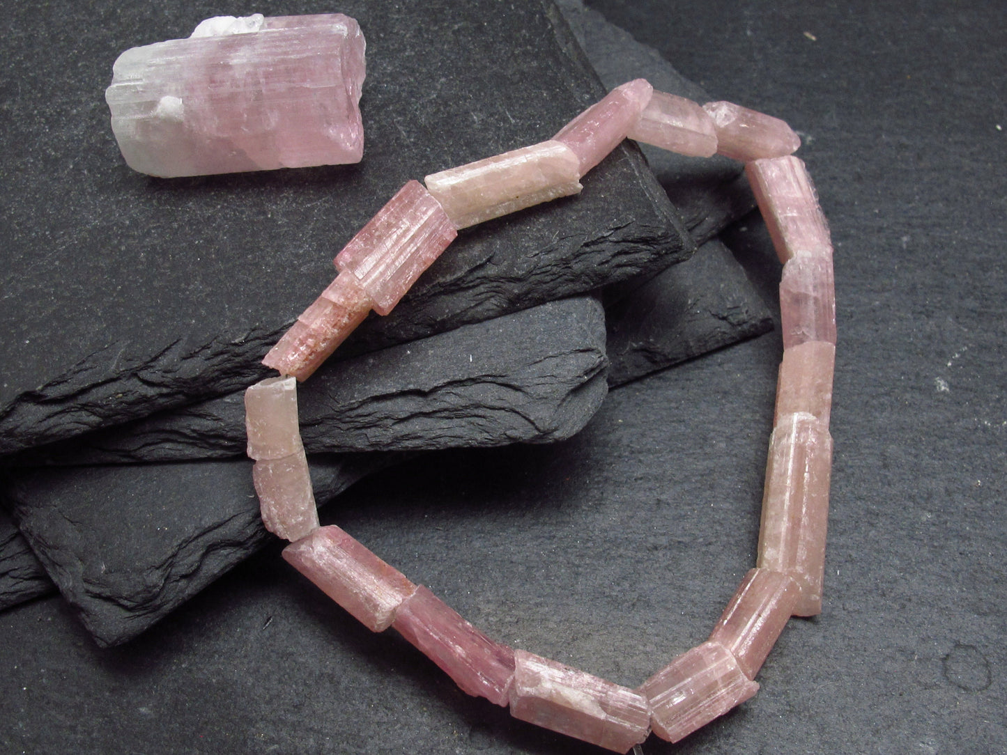 Pink Tourmaline Genuine Bracelet ~ 7 Inches ~ 12mm Crystal Beads