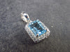 Elegant Genuine Solitaire Sky Blue Topaz Sterling Silver Pendant with CZ From Brazil - 0.7" - 1.42 Grams
