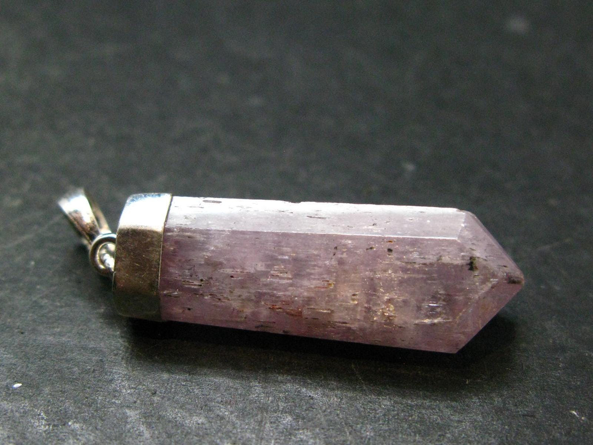Gem Kunzite Spodumene Pendant in SS From Afghanistan - 1.8" - 6.87 Grams