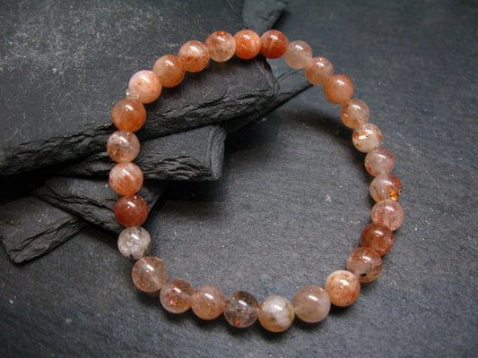Sunstone Genuine Bracelet ~ 7 Inches ~ 7mm Round Beads