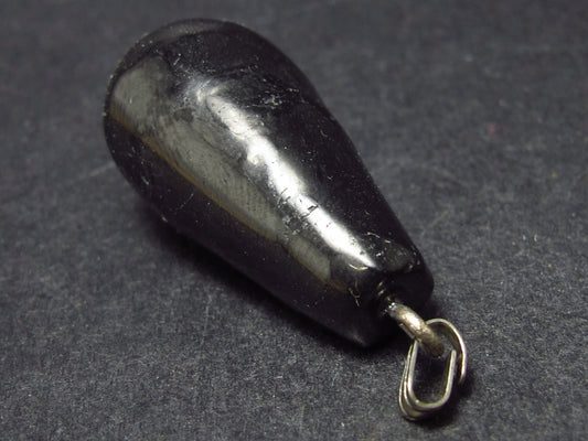 Genuine Drop Shape Black Shungite Pendant From Russia - 1.5"