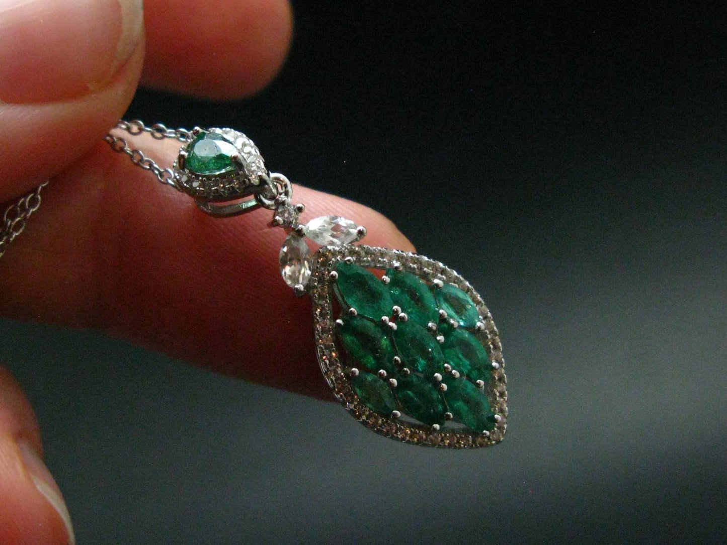 Emerald Silver Pendant W/Chain From Colombia - 3.85 Grams Total