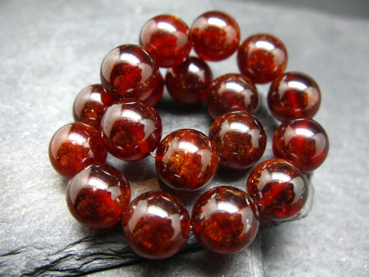 Gem Garnet Hessonite Genuine Bracelet ~ 7 Inches ~ 10mm Round Beads