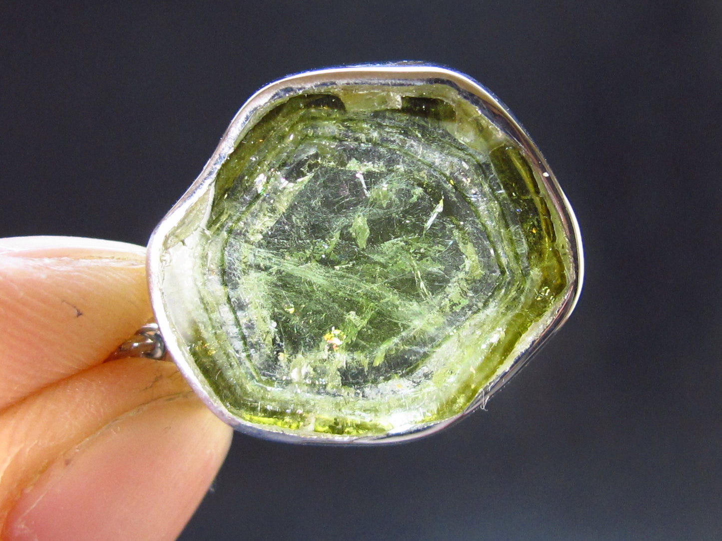 Natural Fabulous Asymmetrical Green Tourmaline Sterling Silver Earrings - 1.7" - 8.3 Grams