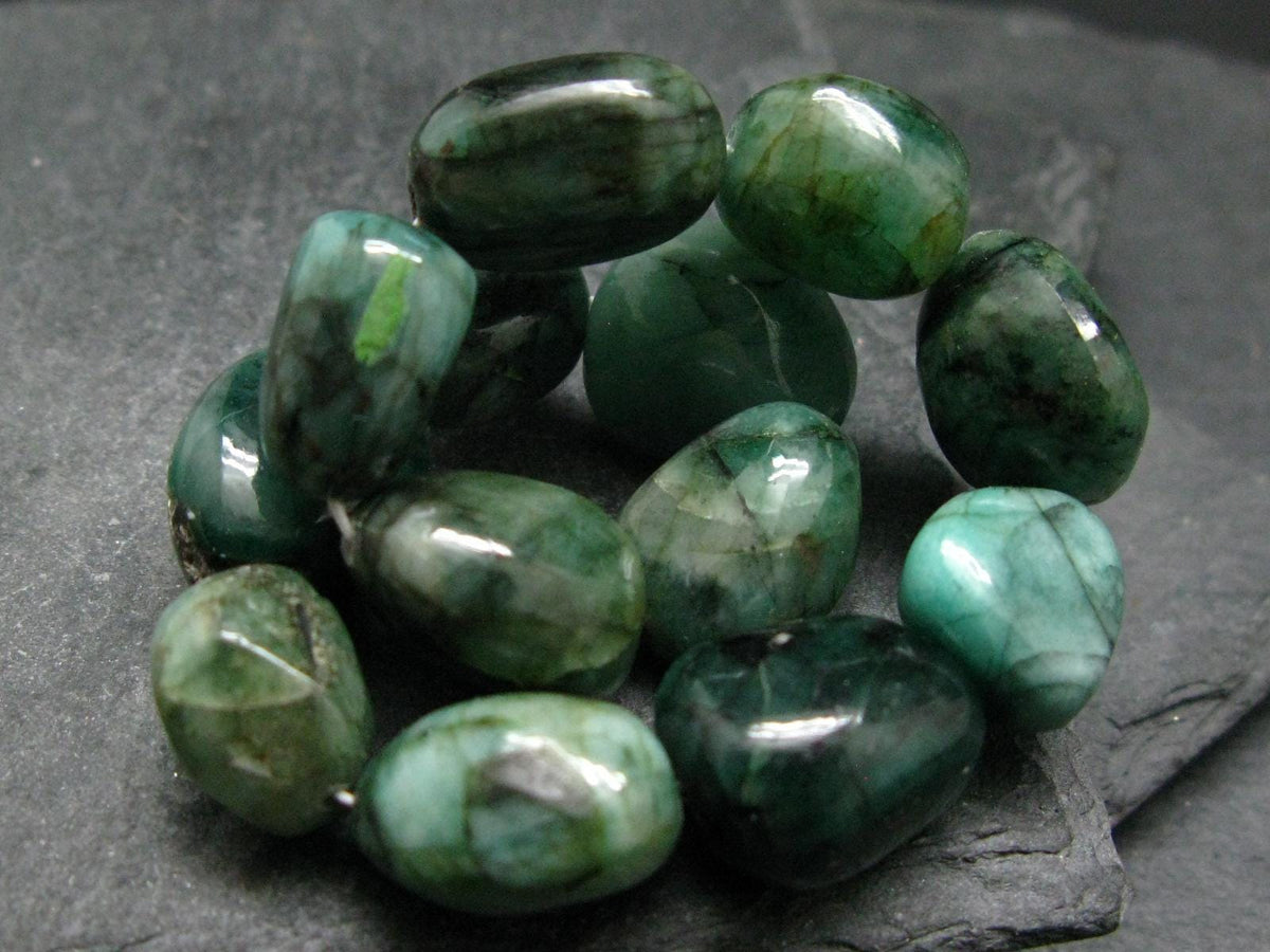 Emerald Genuine Bracelet ~ 7 Inches ~ 15mm Tumbled Beads