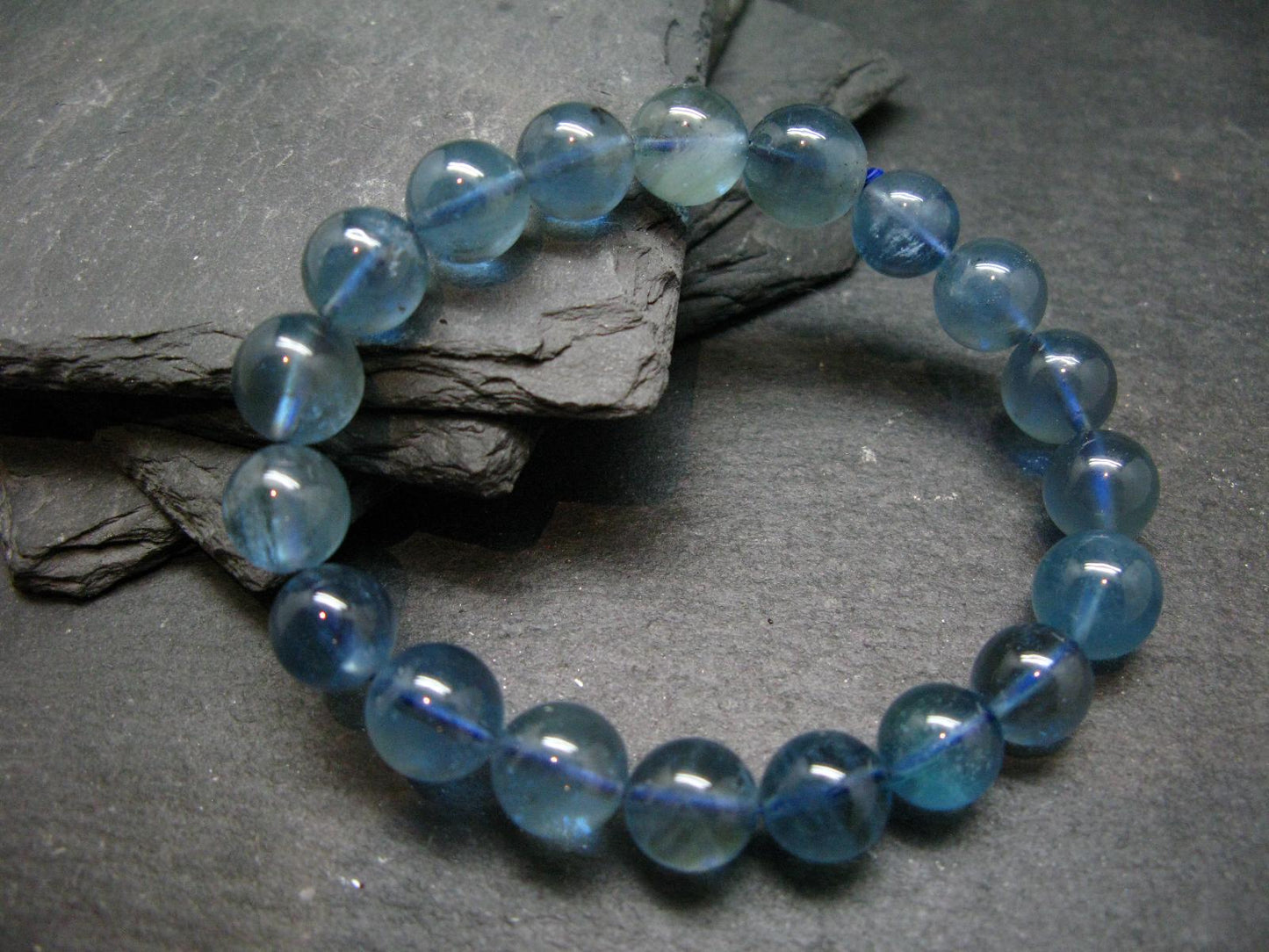AAA Grade Gem Santa Maria Aquamarine Genuine Bracelet ~ 7.5 Inches ~ 10mm Round Beads