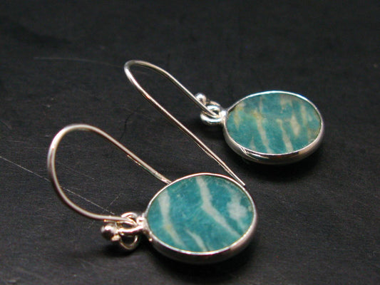 Amazonite Silver Earrings from Russia - 2.79 Grams