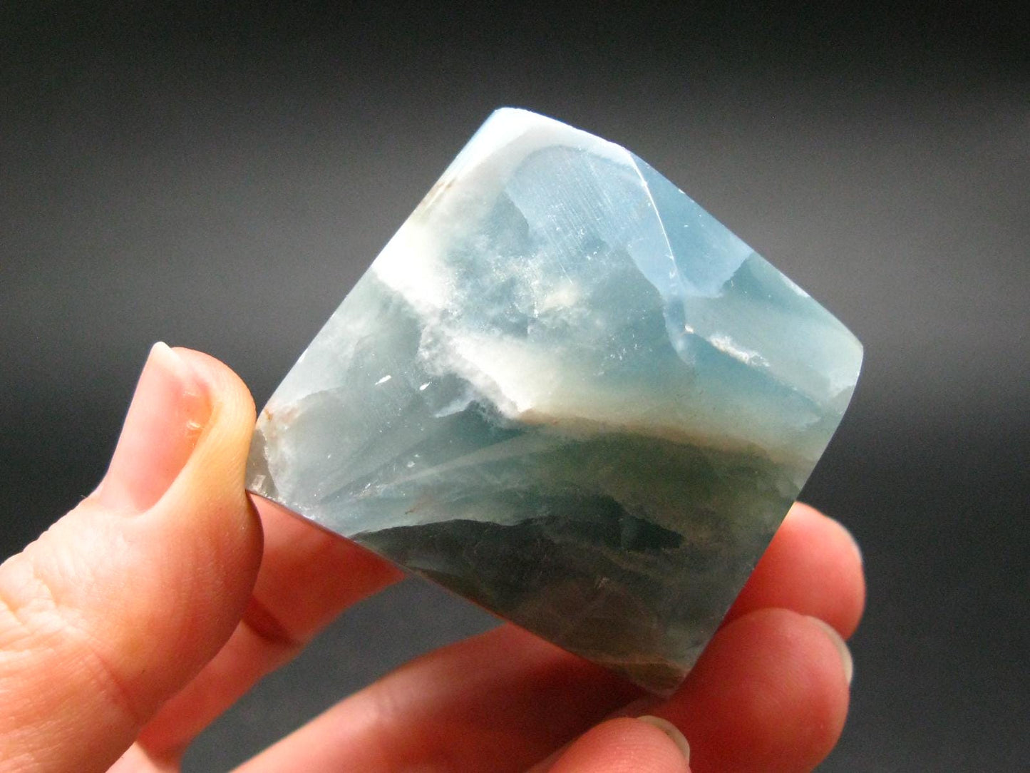 Aquatine Blue Calcite Tumbled Stone from Argentina - 1.4"- 68.66 Grams