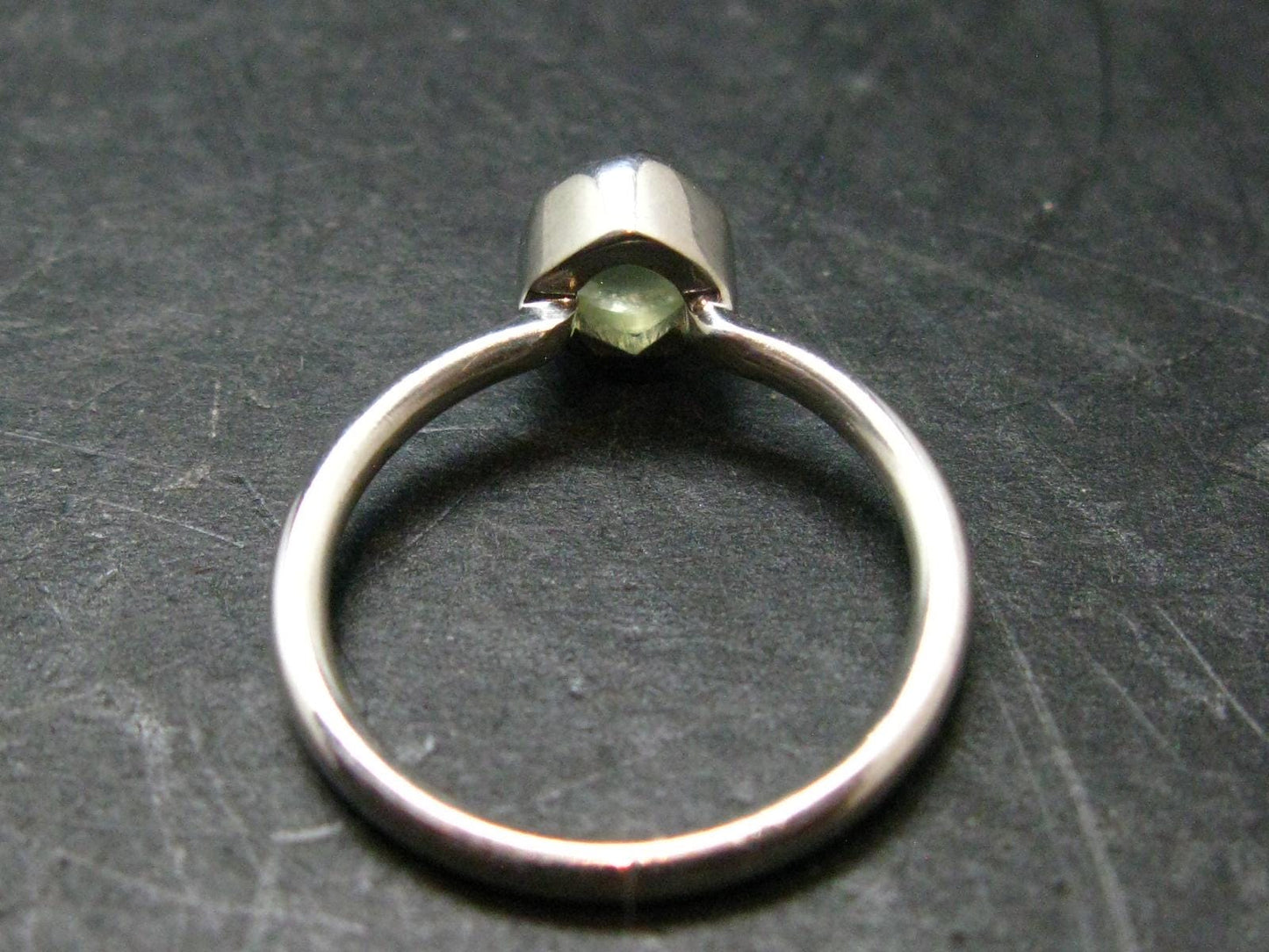 Moldavite Tektite Silver Ring from Czech Republic - 6 Size - 1.91 Grams