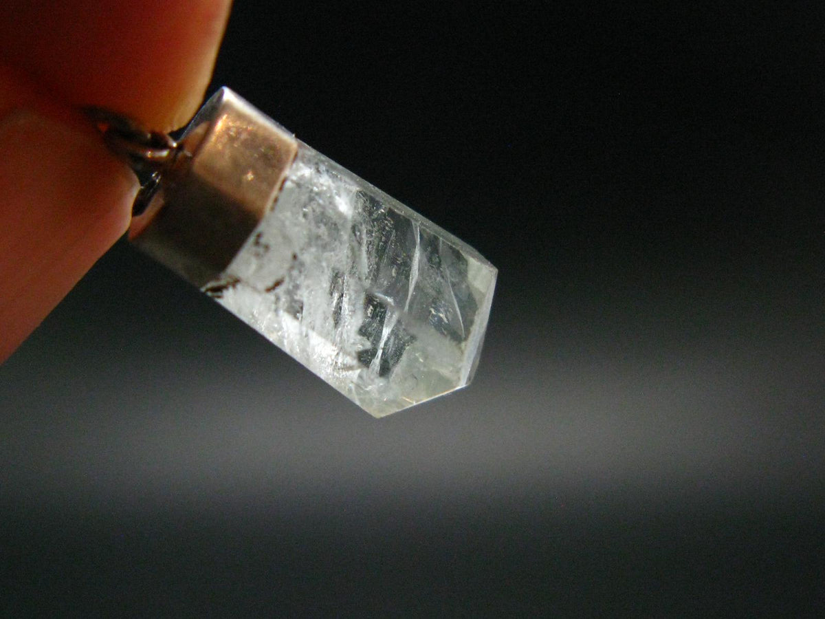 Stunning Genuine Aquamarine Gem Sterling Silver Pendant From Pakistan - 1.0" - 1.64 Grams