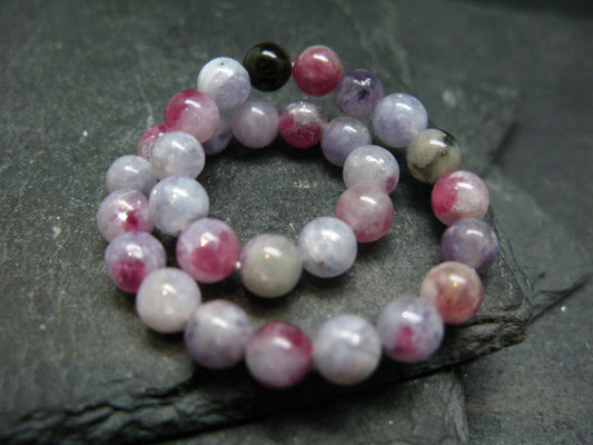 Unicorn Stone Lepidolite & Tourmaline Genuine Bracelet ~ 7 Inches ~ 6mm Round Beads