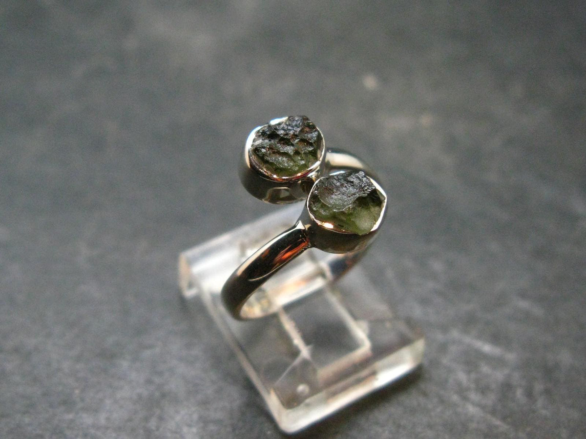 Cute Gem Moldavite Sterling Silver Ring From Czech Republic - Size 7 - 2.33 Grams