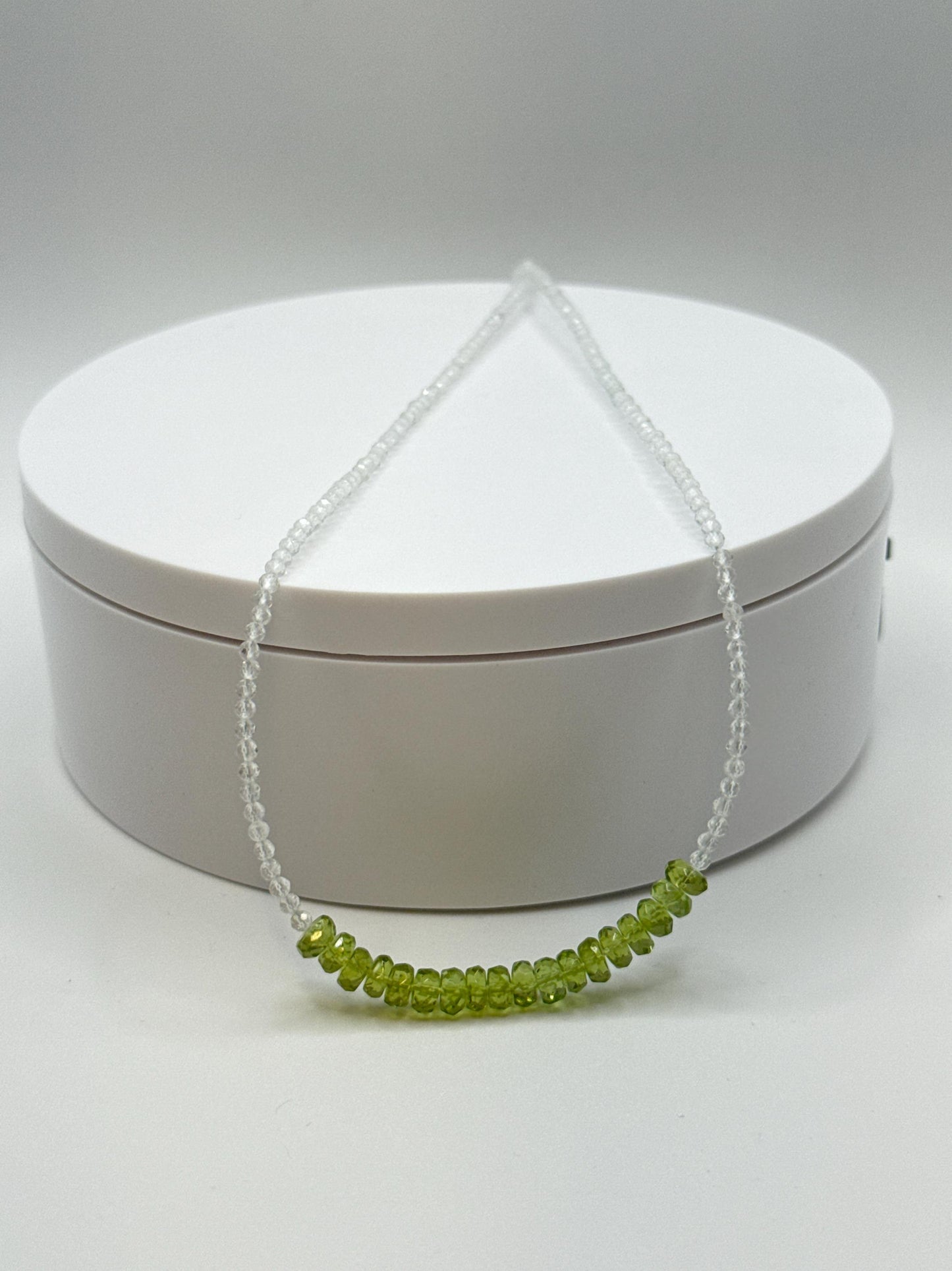 Peridot and White Topaz Beaded Necklace | August Birthstone Jewelry