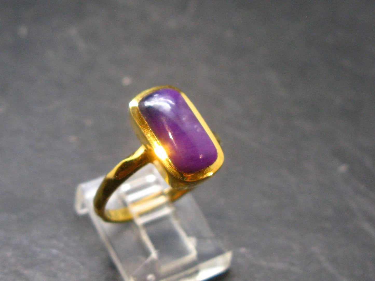 Sugilite Silver Gold Plated Ring From South Africa - 3.55 Grams - Size 8.25