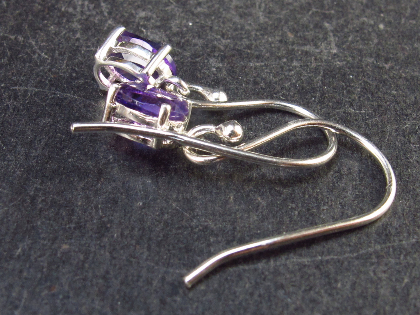 Orchid St. Valentine Gem!! Oval Shaped Faceted Natural Amethyst 925 Sterling Silver Drop Earrings - 0.8" - 1.3 Grams