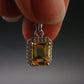 Yellow Citrine Gem Facetted Sterling Silver Pendant From Brazil With CZ - 0.6" - 1.21 Grams