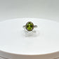 Oval Peridot Halo Ring | Sterling Silver, August Birthstone - Size 6