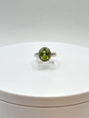 Oval Peridot Halo Ring | Sterling Silver, August Birthstone - Size 6