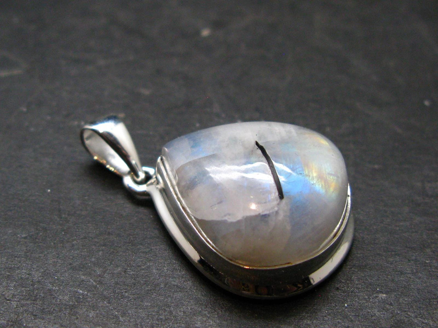 Natural Glow From Inside Moonstone Silver Plated Pendant - 1.2" - 7.0 Grams