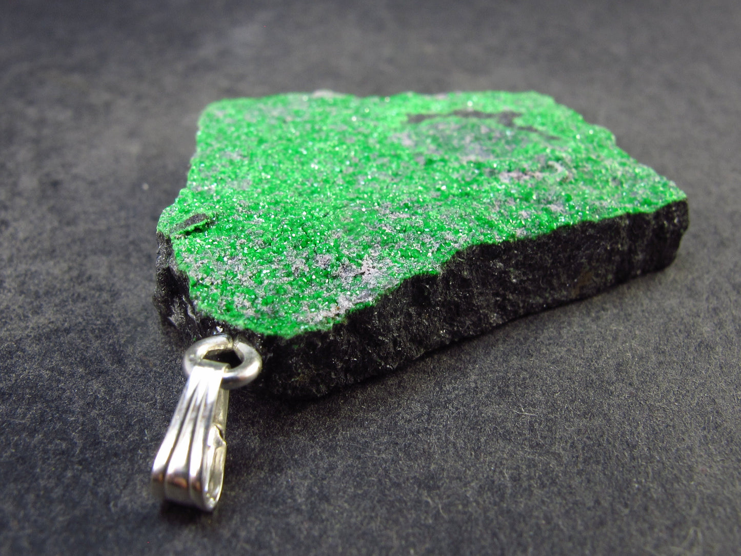 Uvarovite (Green Chromium Garnet) Cluster Silver Pendant From Russia - 1.9" - 22.3 Grams