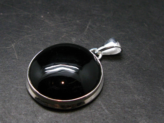 Black Onyx Silver Plated Pendant From Brazil - 7.98 Grams