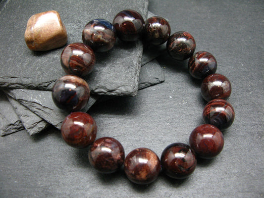 Bustamite Genuine Bracelet ~ 7.5 Inches ~ 17mm Round Beads